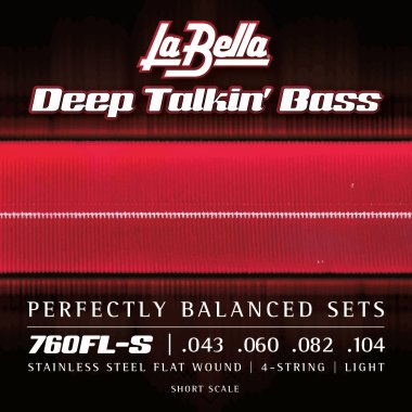 La Bella Flat Wound 760FL-S Short Scale Electric Bass Strings (43-104)