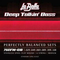 La Bella Flat Wound 760FM-CB 6-string Electric Bass, Medium tension (29-128)