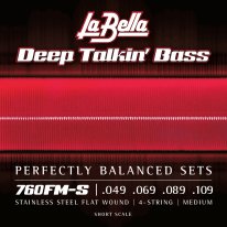 La Bella Flat Wound 760FM-S Short Scale Bass Strings Medium (49-109)