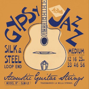 La Bella GJM Gypsy Jazz Loop End Acoustic Guitar Strings Med 12-56
