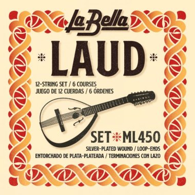 La Bella Laud 12 string Steel/Silver Plated ML450 Loop End, full set