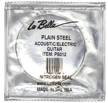La Bella Plain Steel Ball End Guitar String .012 in, Single String