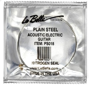 La Bella Plain Steel Ball End Guitar String .018 in, Single String