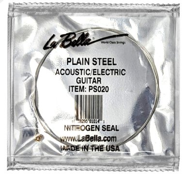 La Bella Plain Steel Ball End Guitar String .020 in, Single String