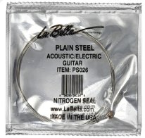 La Bella Plain Steel Ball End Guitar String .026 in, Single String