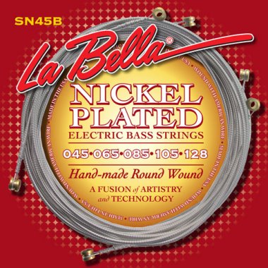 La Bella SN45B Nickel Plated Rounds 5-String Bass Strings, 45-128