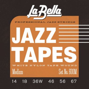 La Bella White Nylon Tape Wound 600M Electric Guitar Strings 14-67