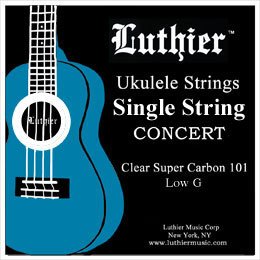 Luthier Concert Ukulele Clear Super Carbon 101 Low G String, Single