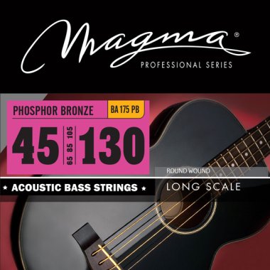 Magma Acoustic Bass Strings Medium - Phosphor Bronze Round Wound - Long Scale 34" 5 Strings Set, .045 - .130