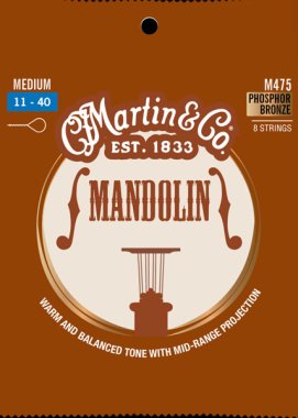 Martin M475 Phos Brz Med Mandolin Strings (11 - 40) Loop End,Full Set