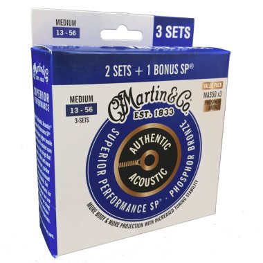 Martin MA550 x3 SP Phosphor Bronze Acoustic Strings Med 13-56 3-Pack