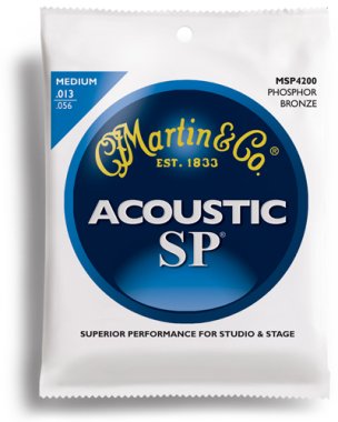 Martin MSP4200 Phosphor Bronze Acoustic Guitar Strings Med 13-56