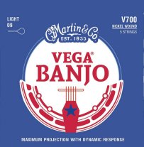 Martin V700 Vega Banjo Strings, 5-String Nickel Wound, Light, .009