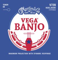 Martin V720 Vega Tenor Banjo Strings, 4-String Nickel Wound, Light, .009