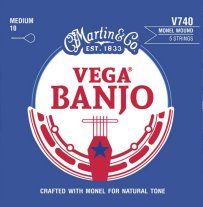Martin V740 Vega Banjo Strings, 5-String Monel Wound, Medium, .010