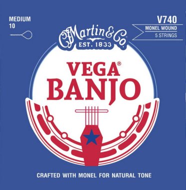 Martin V740 Vega Banjo Strings, 5-String Monel Wound, Medium, .010