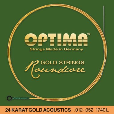 Optima 1740 L 24K Gold Plated Acoustic Guitar Strings Round Core Light 12-52