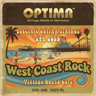 Optima 24K Gold Plated 2020 RL West Coast Rock Electric Guitar Strings 10-46