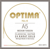 Optima NO6 GMT5 24K Gold Guitar String, Single Wound A