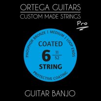 Ortega GBJP-6 Guitar-Banjo Strings, Medium Gauge 6 string, Full set