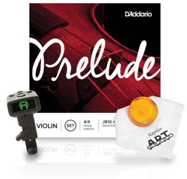 Prelude Violin Strings and Accessories Bundle 4/4 Medium Tension