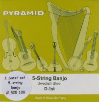 Pyramid 525 100 5-String Banjo Strings Nickel with Wound 3rd, Loop End