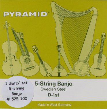 Pyramid 525 100 5-String Banjo Strings Nickel with Wound 3rd, Loop End