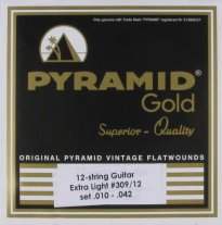 Pyramid Gold Chrome-Nickel Flat Wound 12-String Electric Ex Lt 10-42