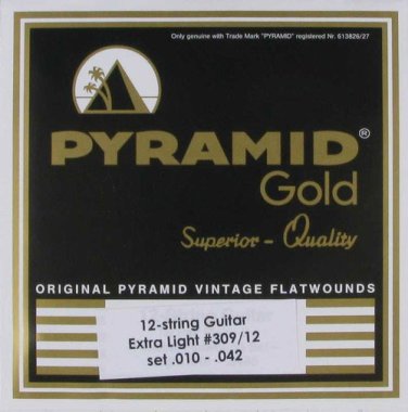 Pyramid Gold Chrome-Nickel Flat Wound 12-String Electric Ex Lt 10-42