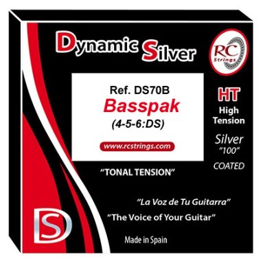 RC Strings DS70B Dynamic Silver HT Classical Guitar Strings, BassPak
