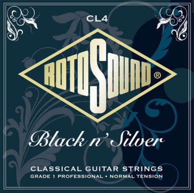 Rotosound CL4 Superia Pro Black Trebles NT Guitar Strings, Full Set