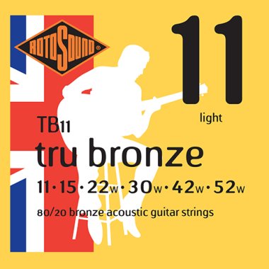 Rotosound TB11 Tru Bronze Acoustic Guitar Strings, Light 11-52