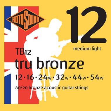 Rotosound TB12 Tru Bronze Acoustic Guitar Strings, Medium Light 12-54