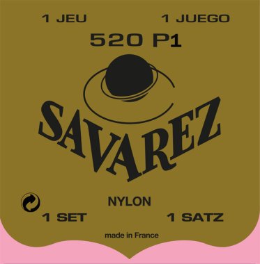 Savarez 520P1 Wound Nylon Trebles/Red Card Bass HT Strings, Full Set