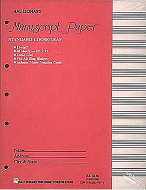 Standard 12 Stave Loose Leaf Manuscript Paper (Pink Cover)