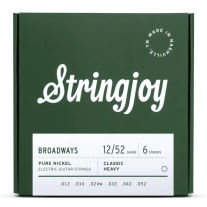 Stringjoy Broadways Classic Heavy Gauge (12-52) Pure Nickel Electric Guitar Strings
