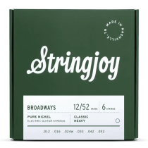 Stringjoy Broadways Classic Heavy Gauge (12-52) Pure Nickel Electric Guitar Strings
