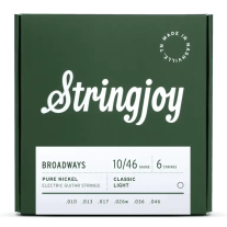 Stringjoy Broadways Classic Light Gauge (10-46) Pure Nickel Electric Guitar Strings