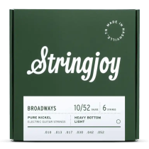 Stringjoy Broadways Heavy Bottom Light Gauge (10-52) Pure Nickel Electric Guitar Strings