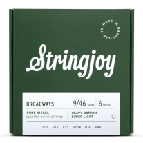 Stringjoy Broadways Heavy Bottom Super Light Gauge (9-46) Pure Nickel Electric Guitar Strings