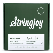 Stringjoy Broadways Heavy Bottom Super Light Gauge (9-46) Pure Nickel Electric Guitar Strings
