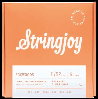 Stringjoy Foxwoods| Super Light Gauge (11-52) Coated Phosphor Bronze Acoustic Guitar Strings