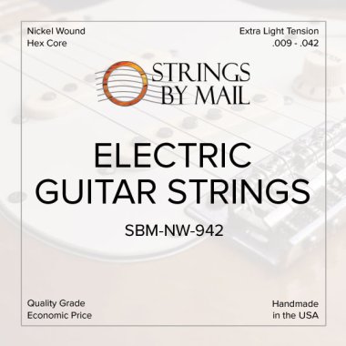 Strings By Mail Nickel Wound Electric Guitar Strings, Extra Light 9-42