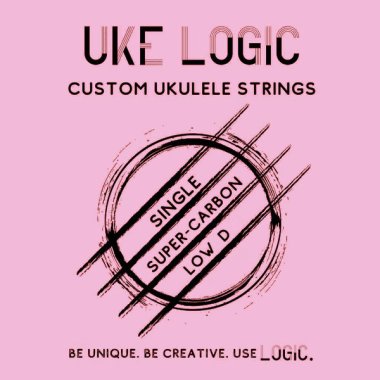Uke Logic 43P, Hard Tension Carbon Low D, Pink .043, Single