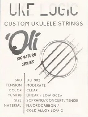 Uke Logic OLI-902, Moderate Tension, Gold Alloy Low G Sop/Con/Ten, Clear Full Set