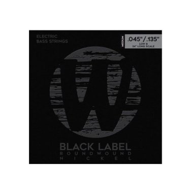 Warwick Black Label Bass String Set, Nickel-Plated Steel - 5-String, Low B, Medium, .045-.135