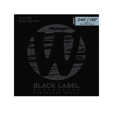 Warwick Black Label Bass String Set, Stainless Steel - 5-String, Low B, Medium, .045-.135