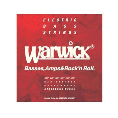 Warwick Red Label Bass String Set, Stainless Steel - 6-String, Medium, .025-.135